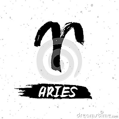 Astrological ink brush illustration. Aries horoscope sign, symbol, zodiac sign. Vector Illustration