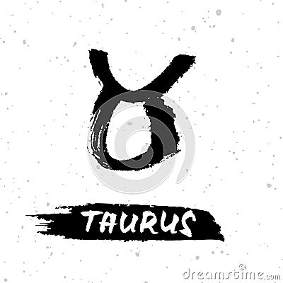 Astrological ink brush illustration. Taurus horoscope sign, symbol, zodiac sign. Vector Illustration