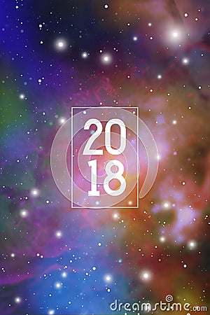 Astrological New Year 2018 Greeting Card or Calendar Cover on Cosmic Background. Sacred Geometry Christmas Vector Design Vector Illustration