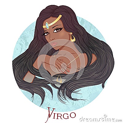 Astrological sign of Virgo as a beautiful african american girl Vector Illustration