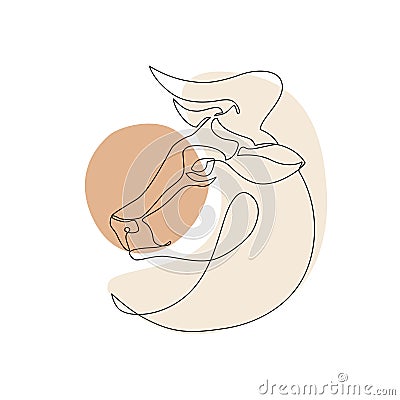 Astrological Taurus zodiac sign one line drawing Vector Illustration