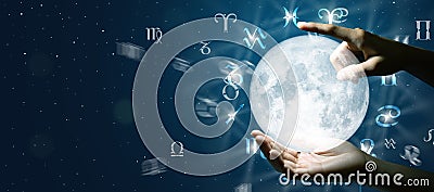 Astrological Zodiac horoscope wheel. The power of the universe Stock Photo