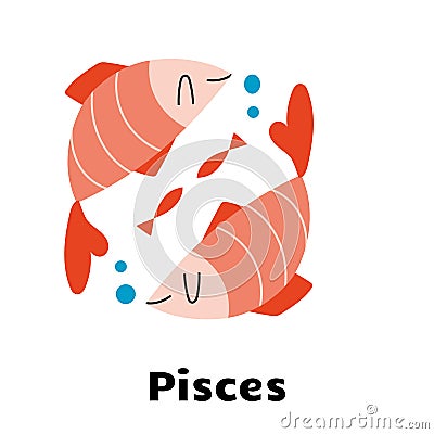 Astrological zodiac sign pisces isolated on white background Vector Illustration