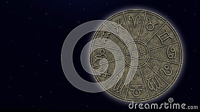 Astrological zodiac signs inside of stone horoscope circle Stock Photo