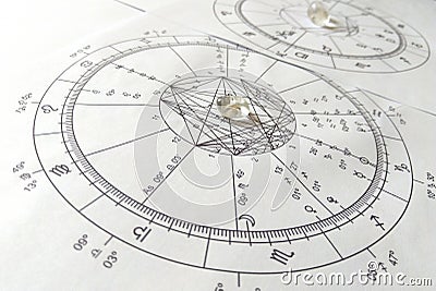 Astrology chart Quartz Natural stone Crystal Natal chart Stock Photo