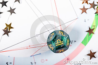 Astrology Dice with zodiac symbol of Libra Sep 23 - Oct 22 Stock Photo