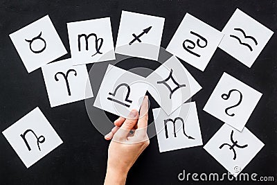Astrology horoscopes concept. Zodiac signs top view Stock Photo