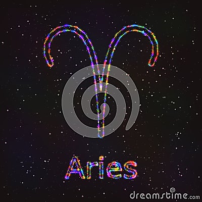 Astrology Shining Symbol. Zodiac Aries. Vector Illustration