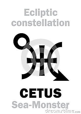 Astrology: Sign of constellation CETUS (The Sea-Monster) Vector Illustration