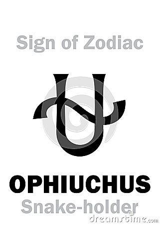 Astrology: Sign of Zodiac OPHIUCHUS (The Snake-holder) Vector Illustration