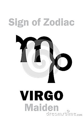 Astrology: Sign of Zodiac VIRGO (The Maiden) Vector Illustration