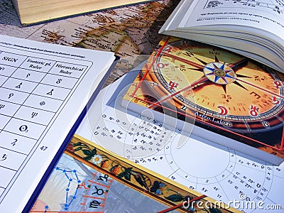 Astrology table with natal chart, Serbia, April 2018 Editorial Stock Photo