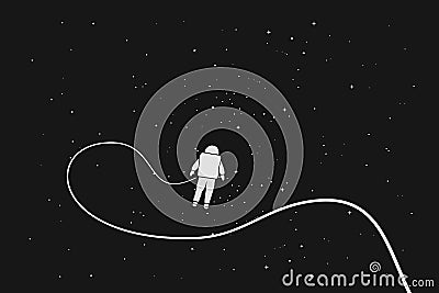 Astronaut alone in outer space Vector Illustration