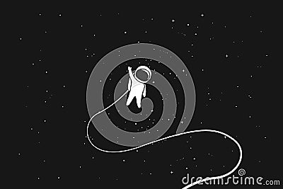 Astronaut alone in outer space Vector Illustration