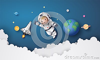 Astronaut floating in the stratosphere Vector Illustration