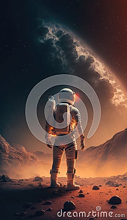 Astronaut and astronauts exploring deep space Stock Photo