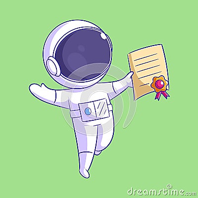 Astronaut is carrying a graduation letter Vector Illustration