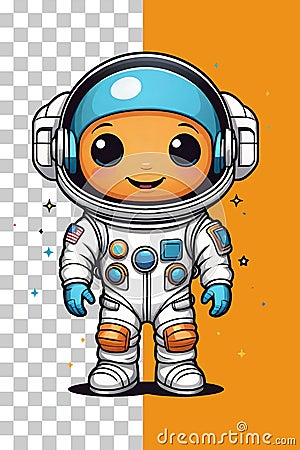 Astronaut cartoon character on colorful background Stock Photo