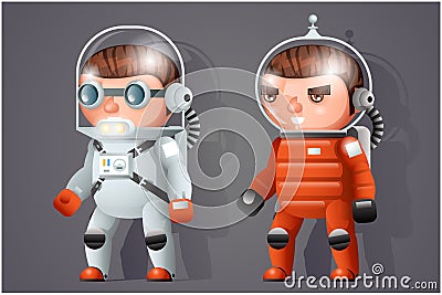 Astronaut Cosmonaut Spaceman Space Sci-fi Icons Cartoon RPG Game 3d Design Vector Illustration Vector Illustration