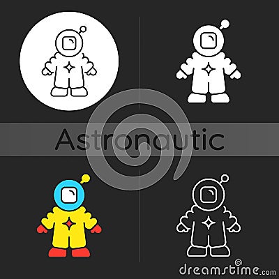 Astronaut dark theme icon Vector Illustration