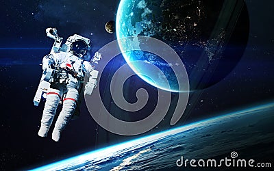 Astronaut deep space. Elements of this image furnished by NASA Stock Photo