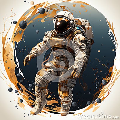 astronaut in explosion firer background abstract design space and exploration universe Stock Photo