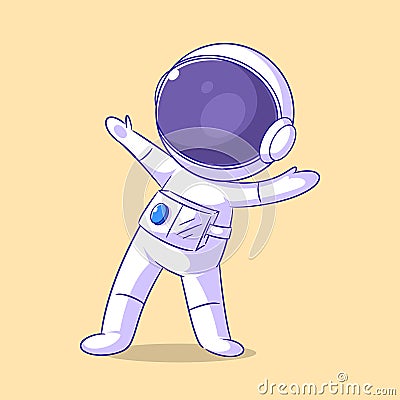 The astronaut is feeling happy inside Vector Illustration
