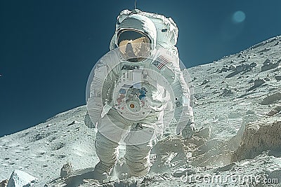 Astronaut floating in space with Earth in the background Stock Photo