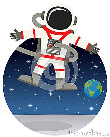 Astronaut Floating in the Space with Stars Vector Illustration