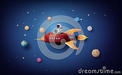 Astronaut floating in the stratosphere Vector Illustration