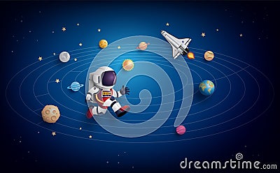 Astronaut floating in the stratosphere Vector Illustration