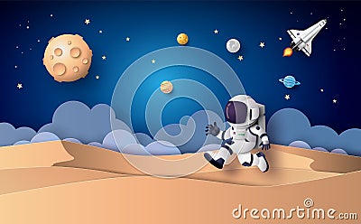 Astronaut floating in the stratosphere Vector Illustration