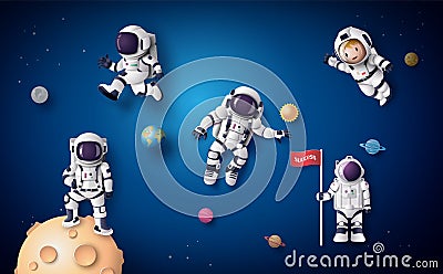 Astronaut floating in the stratosphere Vector Illustration