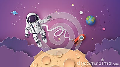 Astronaut floating in the stratosphere . Vector Illustration