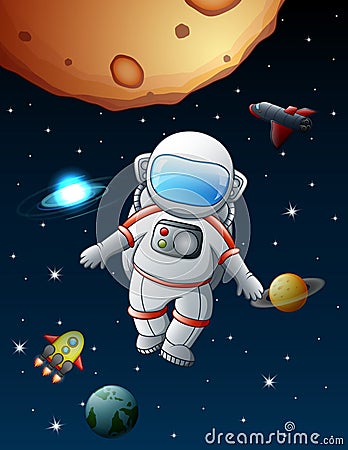 The astronaut flying in space Vector Illustration