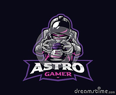 Astronaut gamer mascot logo design Vector Illustration