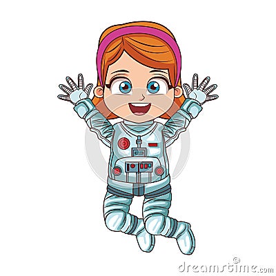 Astronaut girl cartoon Vector Illustration