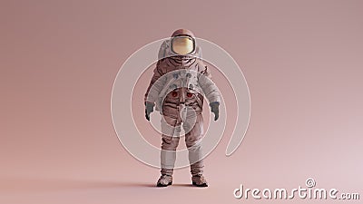 Astronaut with Gold Visor and White Helmet Spacesuit With Warm Background with Neutral Diffused Side Lighting Front View Cartoon Illustration