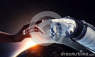 Concept of deep space exploration. Mixed media Stock Photo