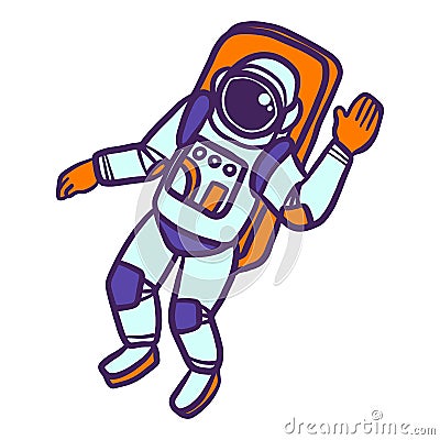 Astronaut icon, hand drawn style Vector Illustration