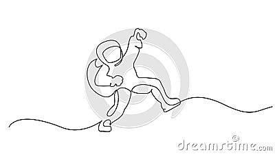 Astronaut logo one continuous line drawing Vector Vector Illustration