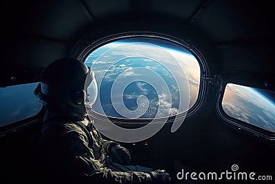 astronaut looking at the earth Stock Photo