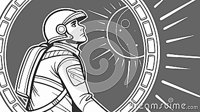 Astronaut looking at sun, depicting space exploration and cosmic view vector design Generative AI Vector Illustration