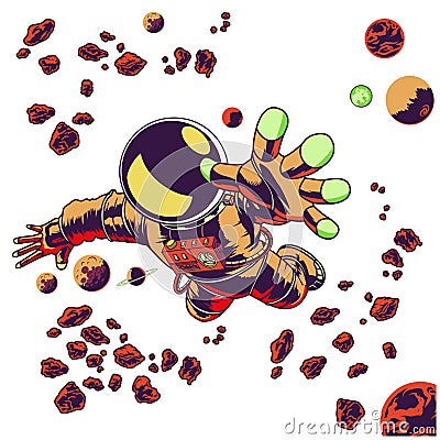 An astronaut lost in deep space Vector Illustration