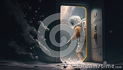 astronaut lost in space, digital art illustration, Generative AI Cartoon Illustration