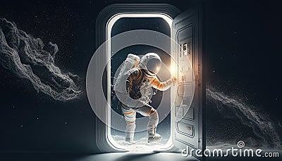 astronaut lost in space, digital art illustration, Generative AI Cartoon Illustration