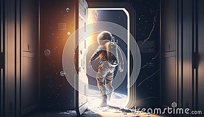 astronaut lost in space, digital art illustration, Generative AI Cartoon Illustration