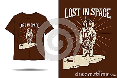 Astronaut lost in space silhouette t shirt design Vector Illustration