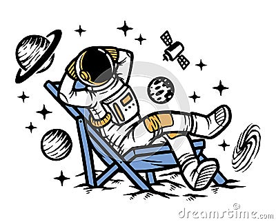 Astronaut lying on chair illustration Vector Illustration