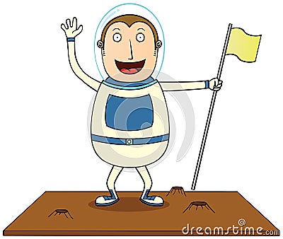 Astronaut on moon Vector Illustration